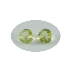 Riyogems 1PC Yellow Lemon Quartz Faceted 9x9 mm Heart Shape lovely Quality Gemstone