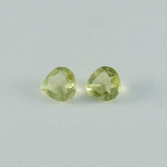 riyogems 1pc quartz citron jaune à facettes 9x9 mm forme de coeur belle pierre précieuse de qualité