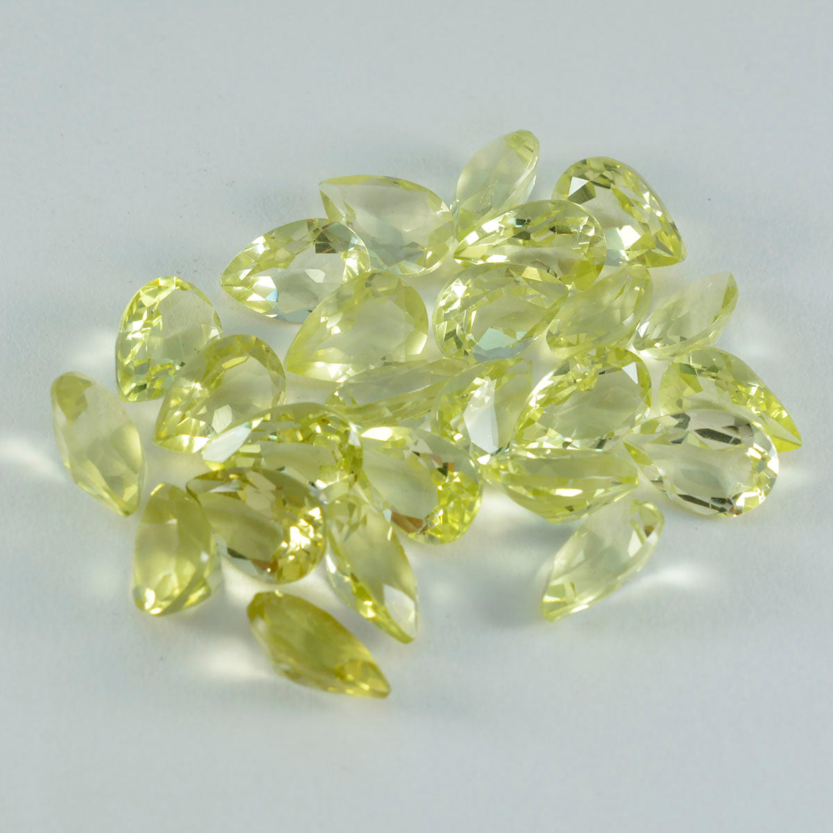 Riyogems 1PC Yellow Lemon Quartz Faceted 5x7 mm Pear Shape handsome Quality Stone