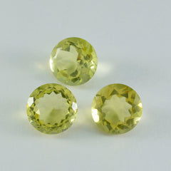 Riyogems 1PC Yellow Lemon Quartz Faceted 12x12 mm Round Shape amazing Quality Stone