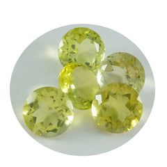 Riyogems 1pc quartz citron jaune à facettes 15x15mm forme ronde aa qualité pierres précieuses en vrac