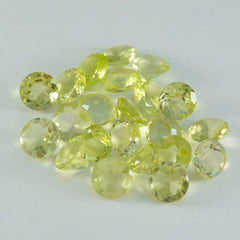 Riyogems 1PC Yellow Lemon Quartz Faceted 7x7 mm Round Shape wonderful Quality Loose Gems