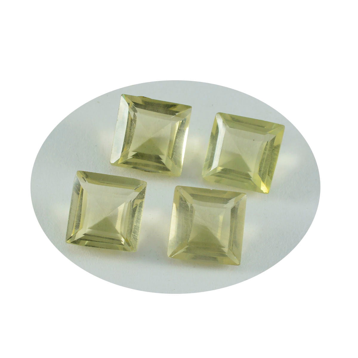 Riyogems 1pc quartz citron jaune à facettes 10x10mm forme carrée belle qualité gemme en vrac
