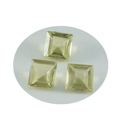 Riyogems 1PC Yellow Lemon Quartz Faceted 11x11 mm Square Shape attractive Quality Loose Gems