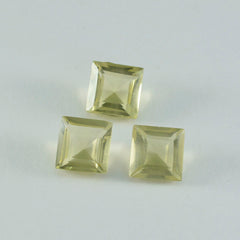 Riyogems 1PC Yellow Lemon Quartz Faceted 11x11 mm Square Shape attractive Quality Loose Gems