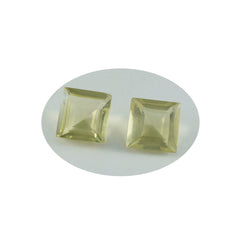 Riyogems 1pc quartz citron jaune à facettes 12x12mm forme carrée jolie pierre en vrac de qualité