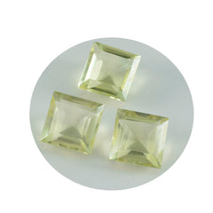 Riyogems 1PC Yellow Lemon Quartz Faceted 13x13 mm Square Shape handsome Quality Loose Gemstone