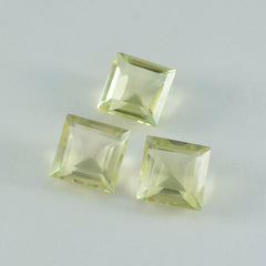 Riyogems 1pc quartz citron jaune à facettes 13x13mm forme carrée belle qualité pierre précieuse en vrac