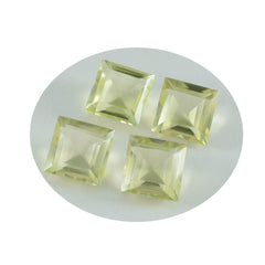 Riyogems 1pc quartz citron jaune à facettes 14x14mm forme carrée belle qualité gemme