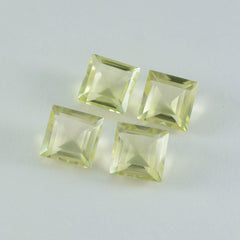 riyogems 1pc イエロー レモン クォーツ ファセット 14x14 mm 正方形の形状の見栄えの良い品質の宝石