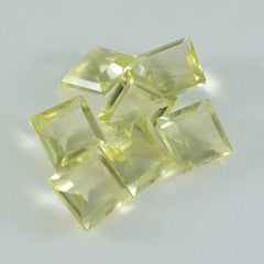 Riyogems 1pc quartz citron jaune à facettes 15x15mm forme carrée belles pierres précieuses de qualité