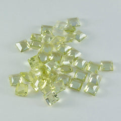Riyogems 1pc quartz citron jaune à facettes 4x4mm forme carrée aaa qualité pierre en vrac