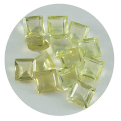 Riyogems 1PC Yellow Lemon Quartz Faceted 7x7 mm Square Shape A1 Quality Gems