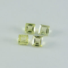 Riyogems 1 pièce de quartz citron jaune à facettes 8x8mm forme carrée pierre de bonne qualité