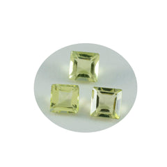 Riyogems 1PC Yellow Lemon Quartz Faceted 9x9 mm Square Shape Nice Quality Gemstone