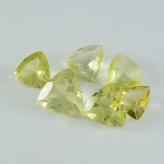 Riyogems 1PC Yellow Lemon Quartz Faceted 6x6 mm Trillion Shape pretty Quality Gemstone