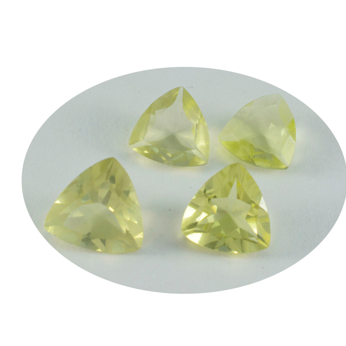 Riyogems 1pc quartz citron jaune à facettes 7x7mm forme trillion qualité étonnante gemme en vrac