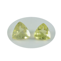 Riyogems 1pc quartz citron jaune à facettes 9x9mm forme trillion belle qualité pierre en vrac