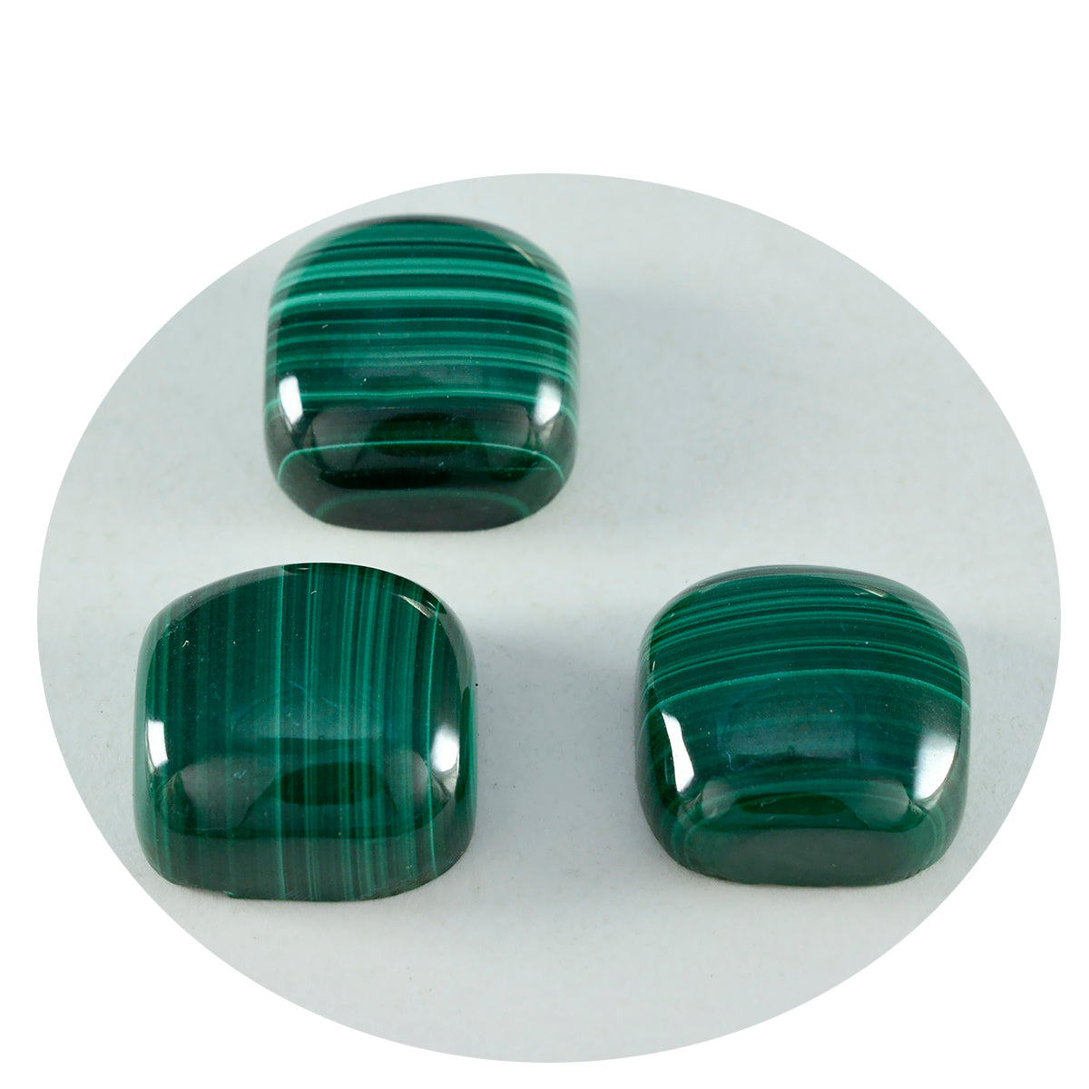 Riyogems 1 pieza cabujón de malaquita verde 12x12 mm forma de cojín Linda gema de calidad