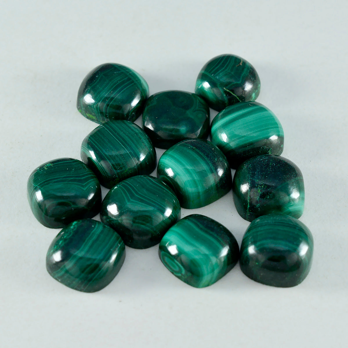 Riyogems 1 pieza cabujón de malaquita verde 5x5 mm forma de cojín gemas de calidad sorprendente