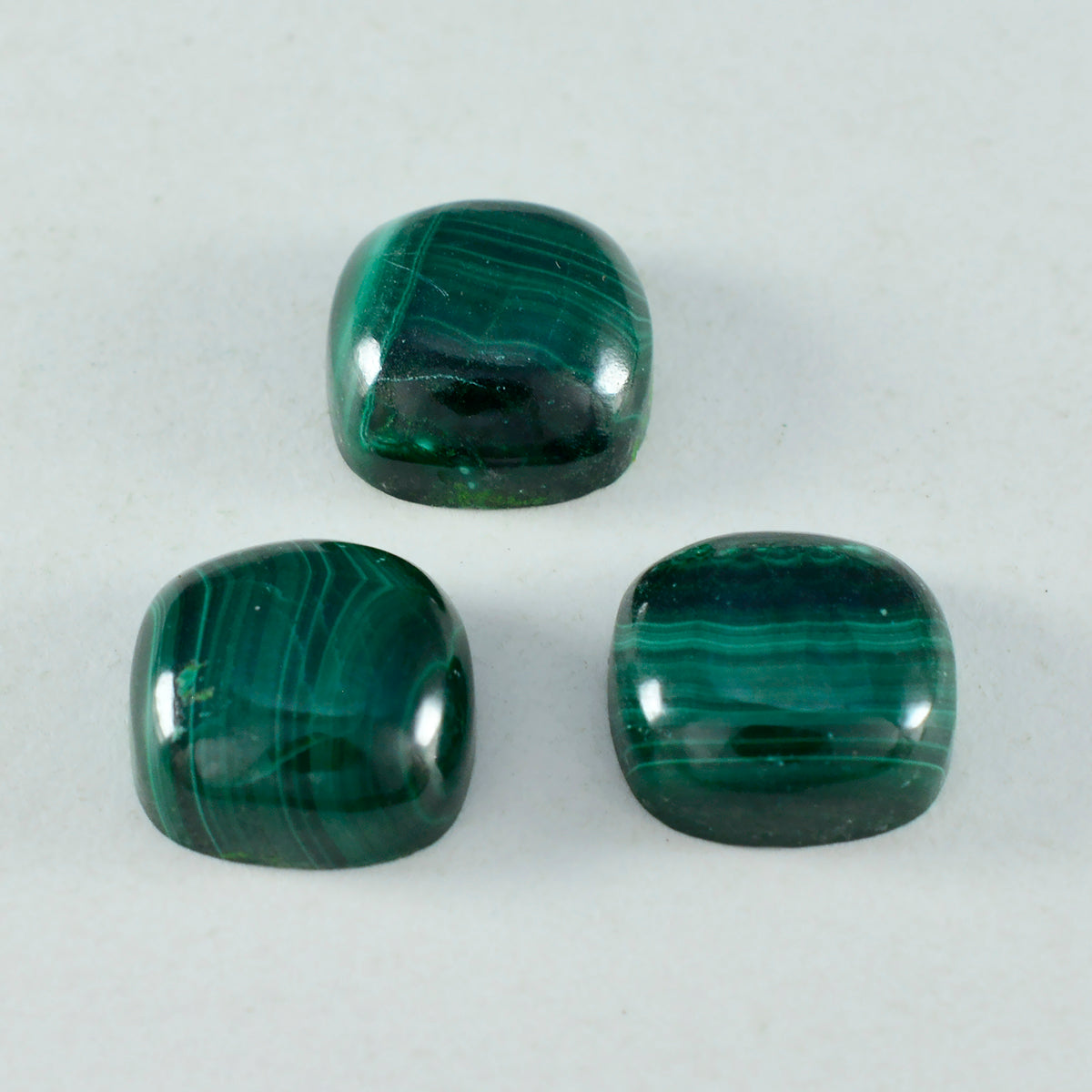 Riyogems 1 pieza cabujón de malaquita verde 9x9 mm forma de cojín gemas sueltas de calidad impresionante
