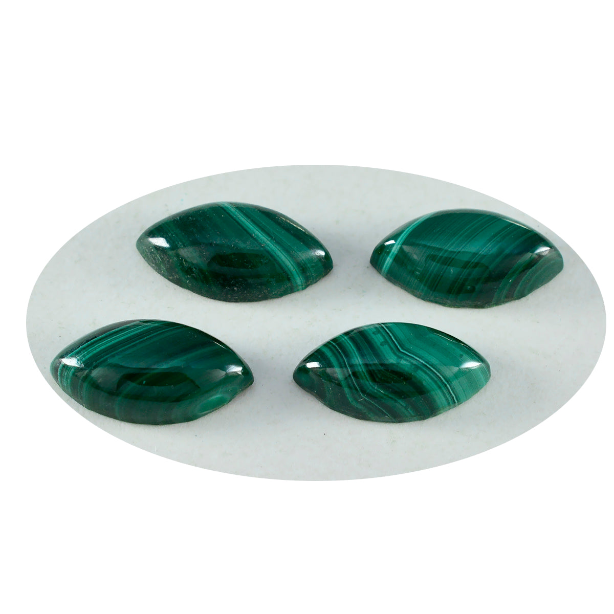 riyogems 1pc グリーン マラカイト カボション 10x20 mm マーキス シェイプ 素晴らしい品質のルース宝石