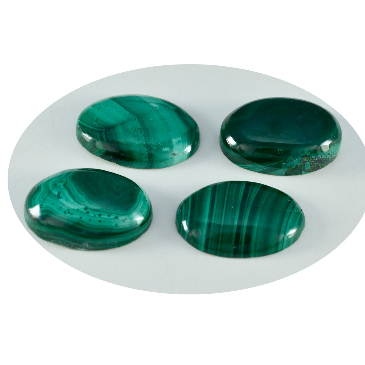 riyogems 1pc グリーン マラカイト カボション 10x14 mm 楕円形 AA 品質ルース宝石