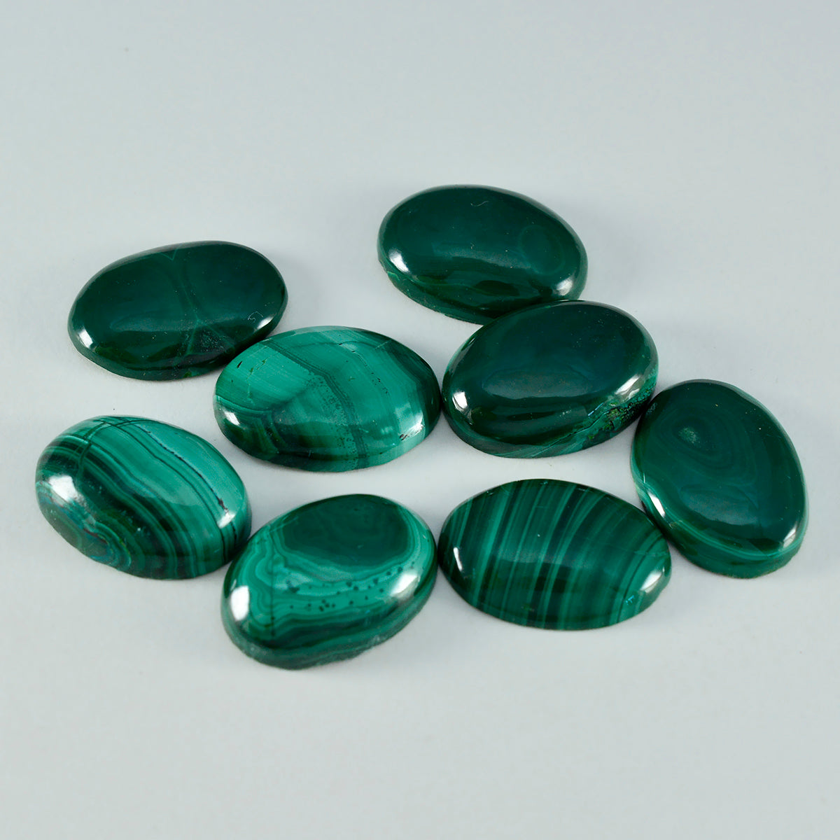 riyogems 1pc グリーン マラカイト カボション 10x14 mm 楕円形 AA 品質ルース宝石