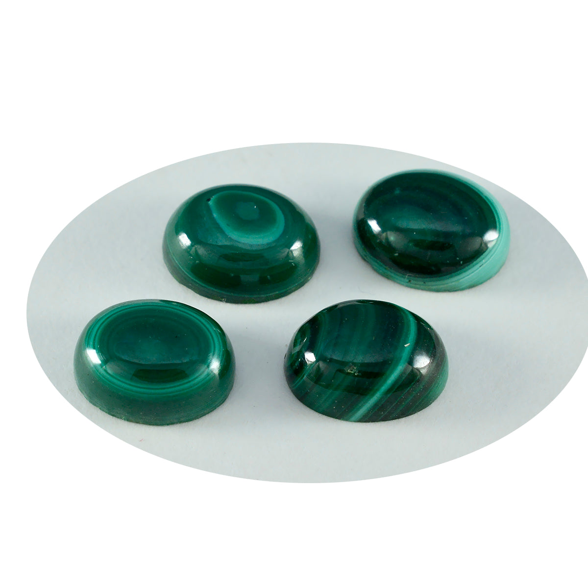 Riyogems 1 Stück grüner Malachit-Cabochon, 8 x 10 mm, ovale Form, erstaunliche Qualität, loser Edelstein