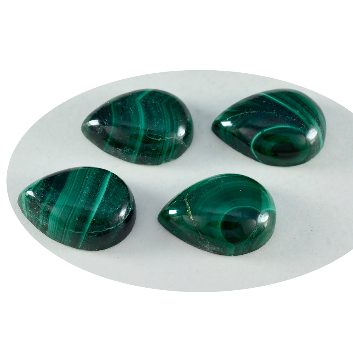 Riyogems 1PC Green Malachite Cabochon 10x14 mm Pear Shape attractive Quality Loose Gemstone