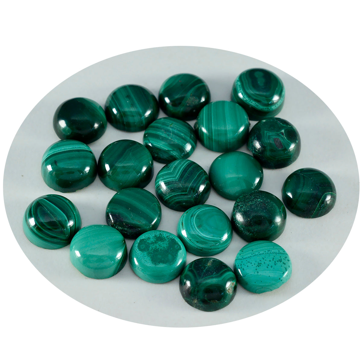 riyogems 1 st grön malakit cabochon 10x10 mm rund form snygg kvalitetspärla