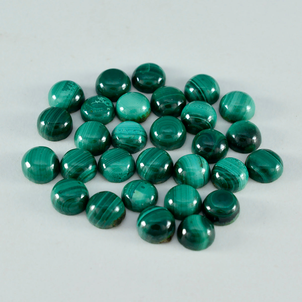 riyogems 1pc グリーン マラカイト カボション 6x6 mm ラウンド形状の優れた品質のルース宝石