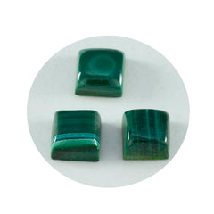 Riyogems 1 pieza cabujón de malaquita verde 10x10 mm forma cuadrada gema suelta de calidad aa