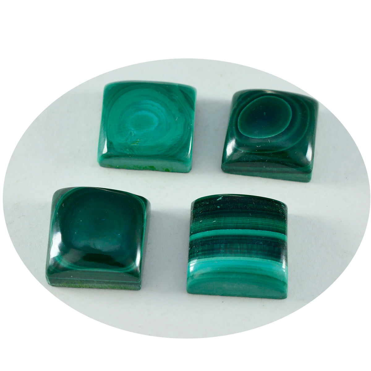 Riyogems 1PC Green Malachite Cabochon 12x12 mm Square Shape A+ Quality Loose Stone