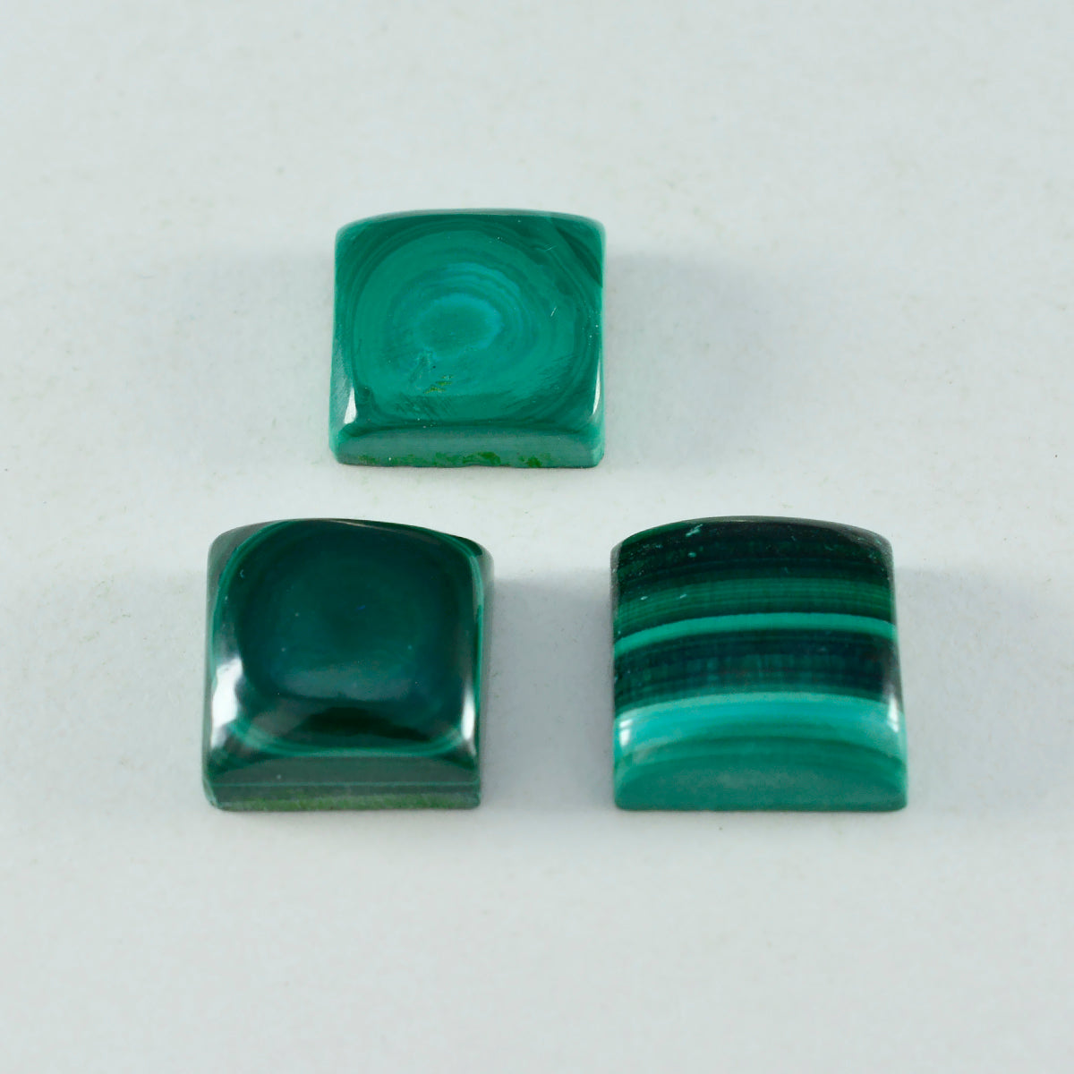Riyogems 1 Stück grüner Malachit-Cabochon, 13 x 13 mm, quadratische Form, A+1-Qualität, loser Edelstein