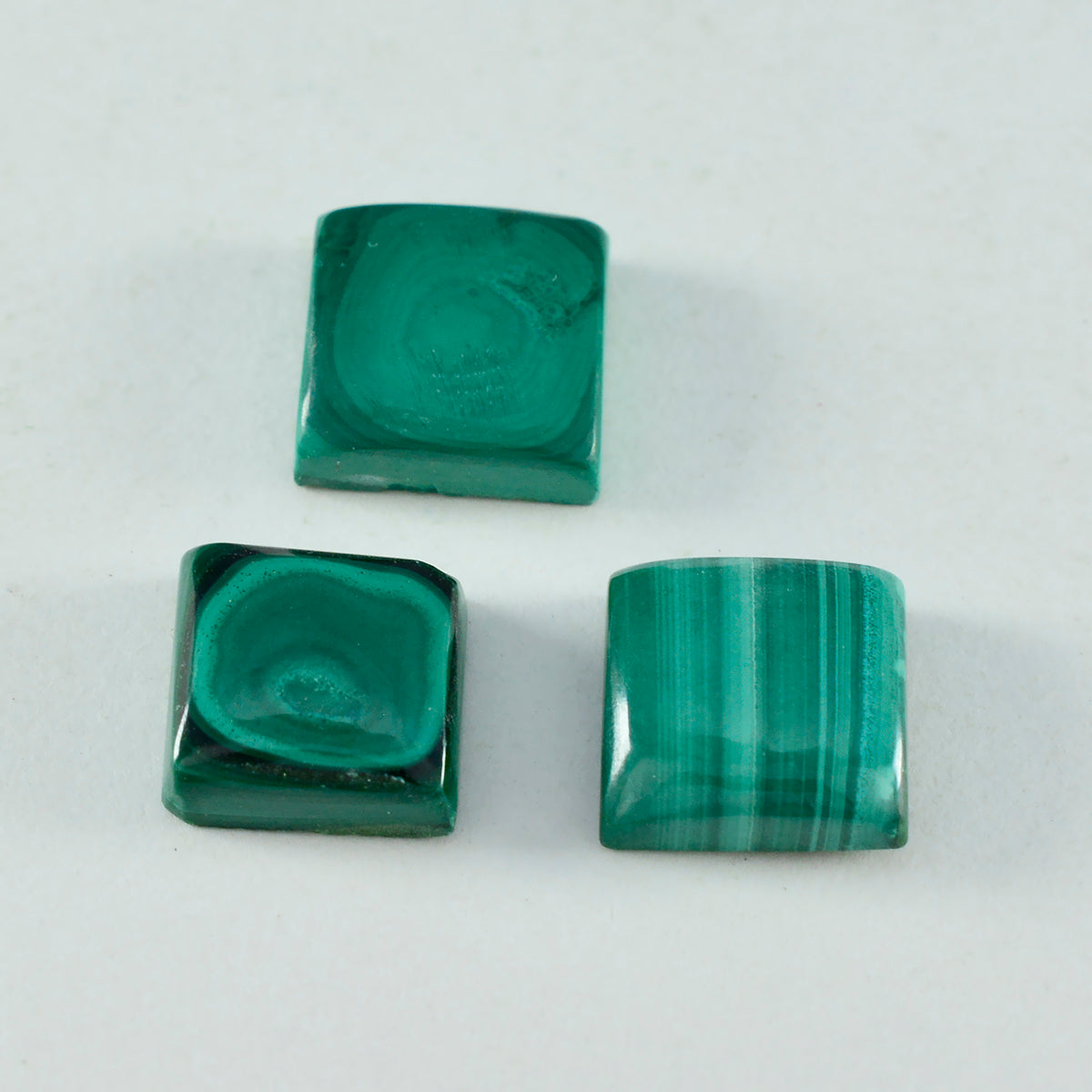 riyogems 1pc グリーン マラカイト カボション 14x14 mm 正方形 a1 品質の宝石