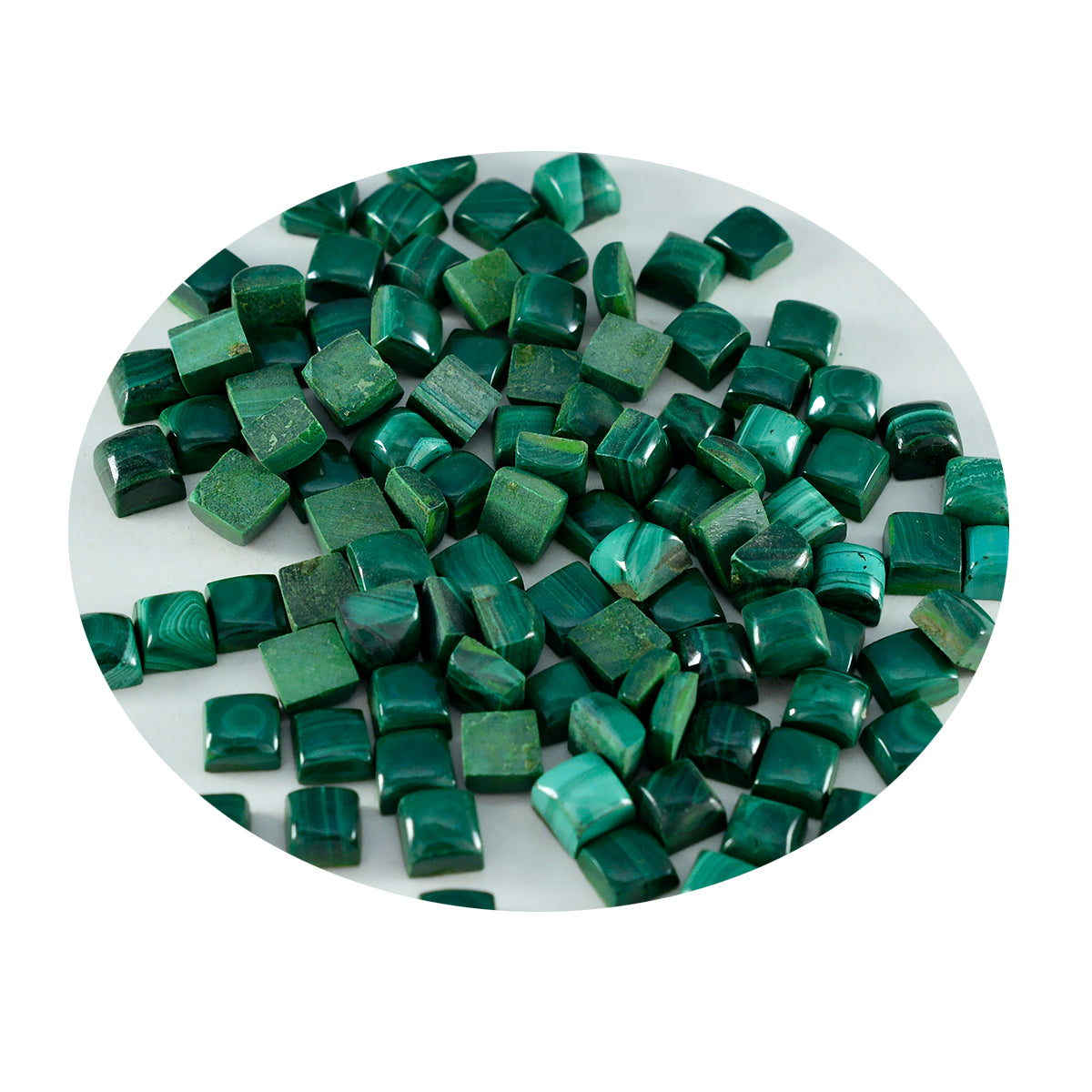 Riyogems 1PC groene malachiet cabochon 4x4 mm vierkante vorm uitstekende kwaliteit losse steen