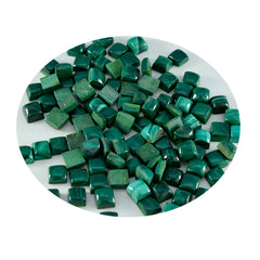 Riyogems, 1 pieza, cabujón de malaquita verde, 4x4mm, forma cuadrada, piedra suelta de excelente calidad
