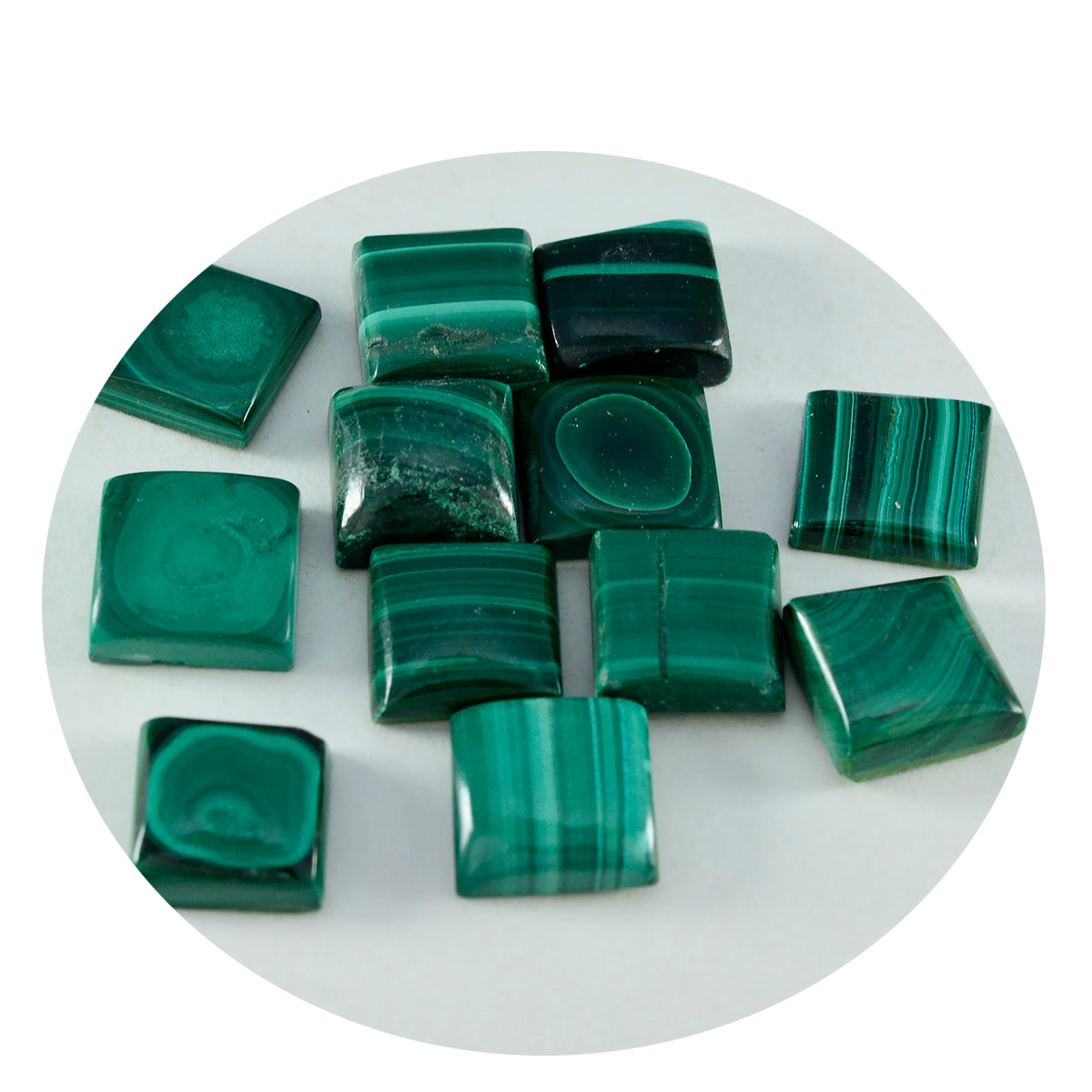 Riyogems, 1 pieza, cabujón de malaquita verde, 8x8mm, forma cuadrada, piedra bonita de calidad