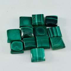 Riyogems 1 Stück grüner Malachit-Cabochon, 9 x 9 mm, quadratische Form, ein hochwertiger Edelstein