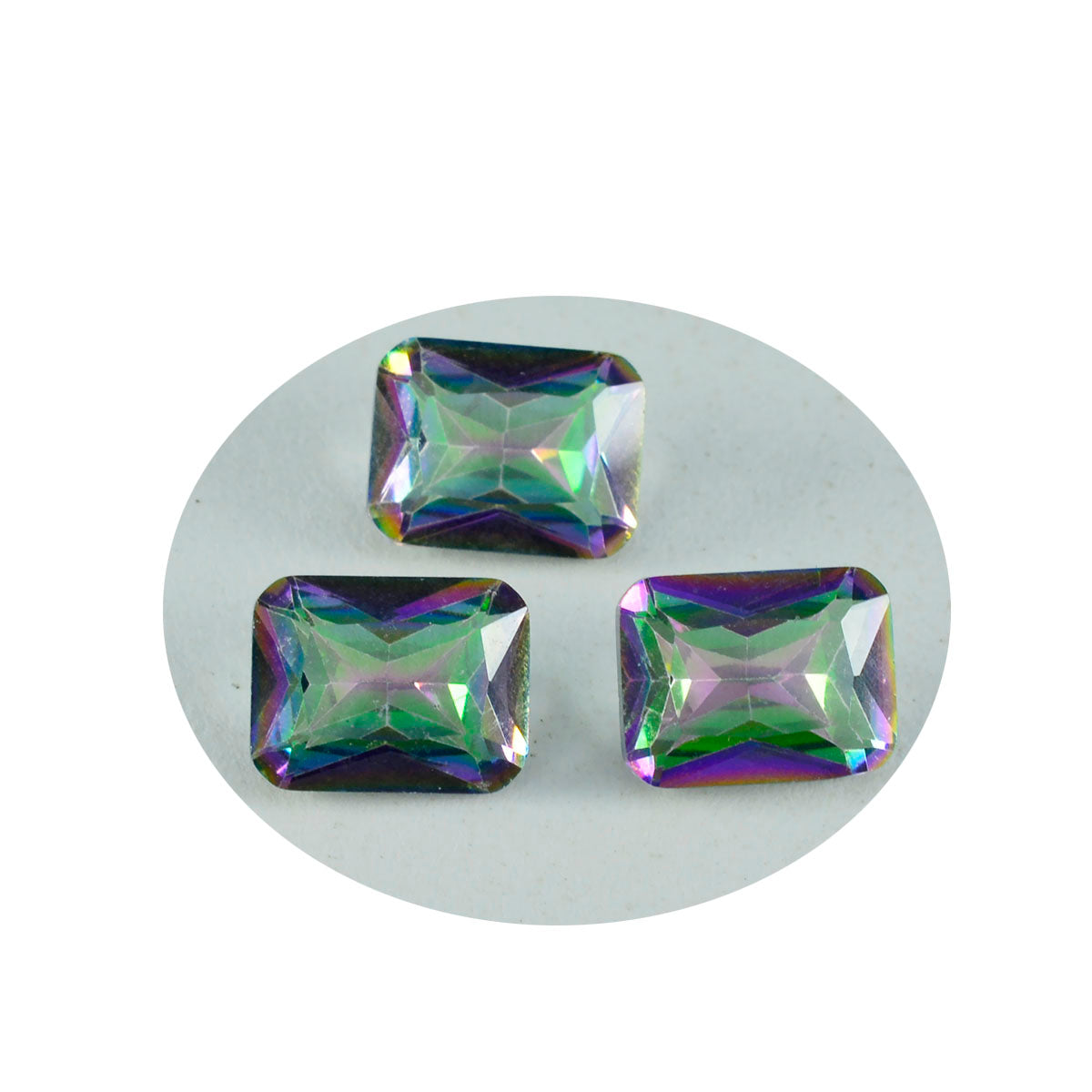 Riyogems 1pc quartz mystique multicolore à facettes 10x12mm forme octogonale qualité fantastique pierre précieuse en vrac