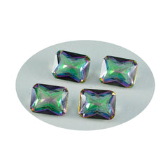 Riyogems 1pc quartz mystique multicolore à facettes 10x14mm forme octogonale gemme de qualité surprenante