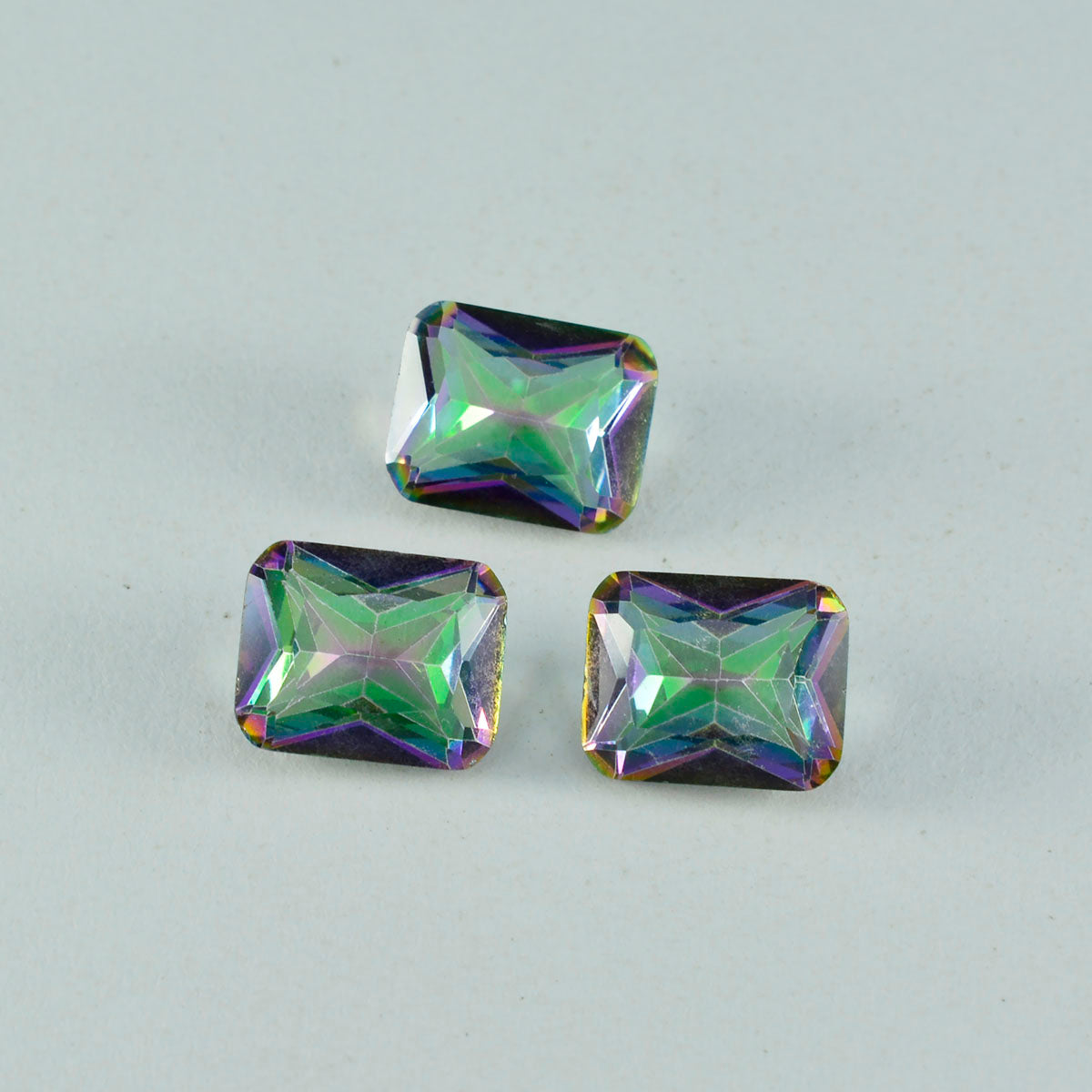 Riyogems 1pc quartz mystique multicolore à facettes 12x16mm forme octogonale pierres précieuses de merveilleuse qualité