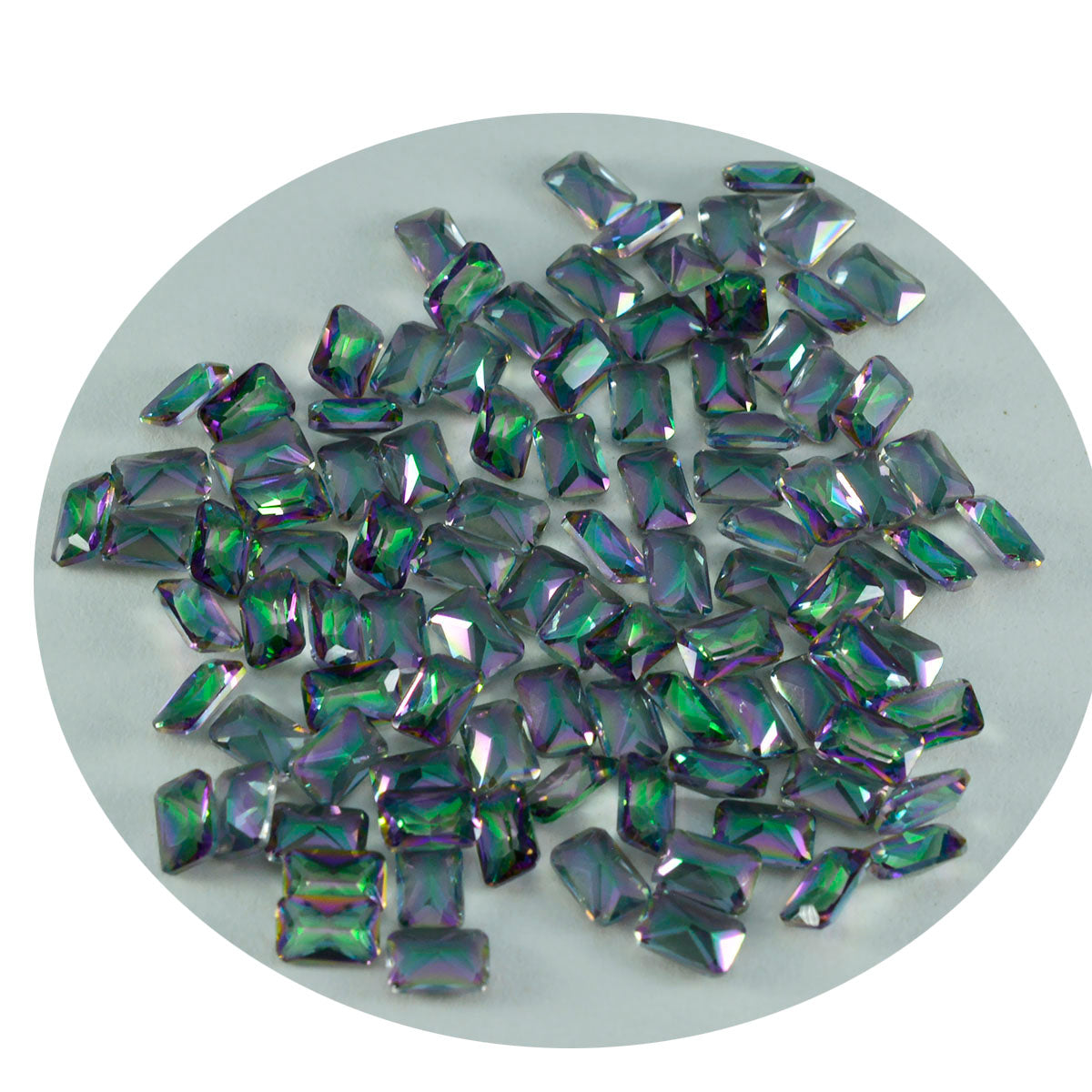 Riyogems 1 pièce de quartz mystique multicolore à facettes 3x5mm forme octogonale belle pierre précieuse de qualité