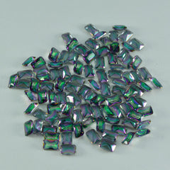 Riyogems 1 pièce de quartz mystique multicolore à facettes 3x5mm forme octogonale belle pierre précieuse de qualité
