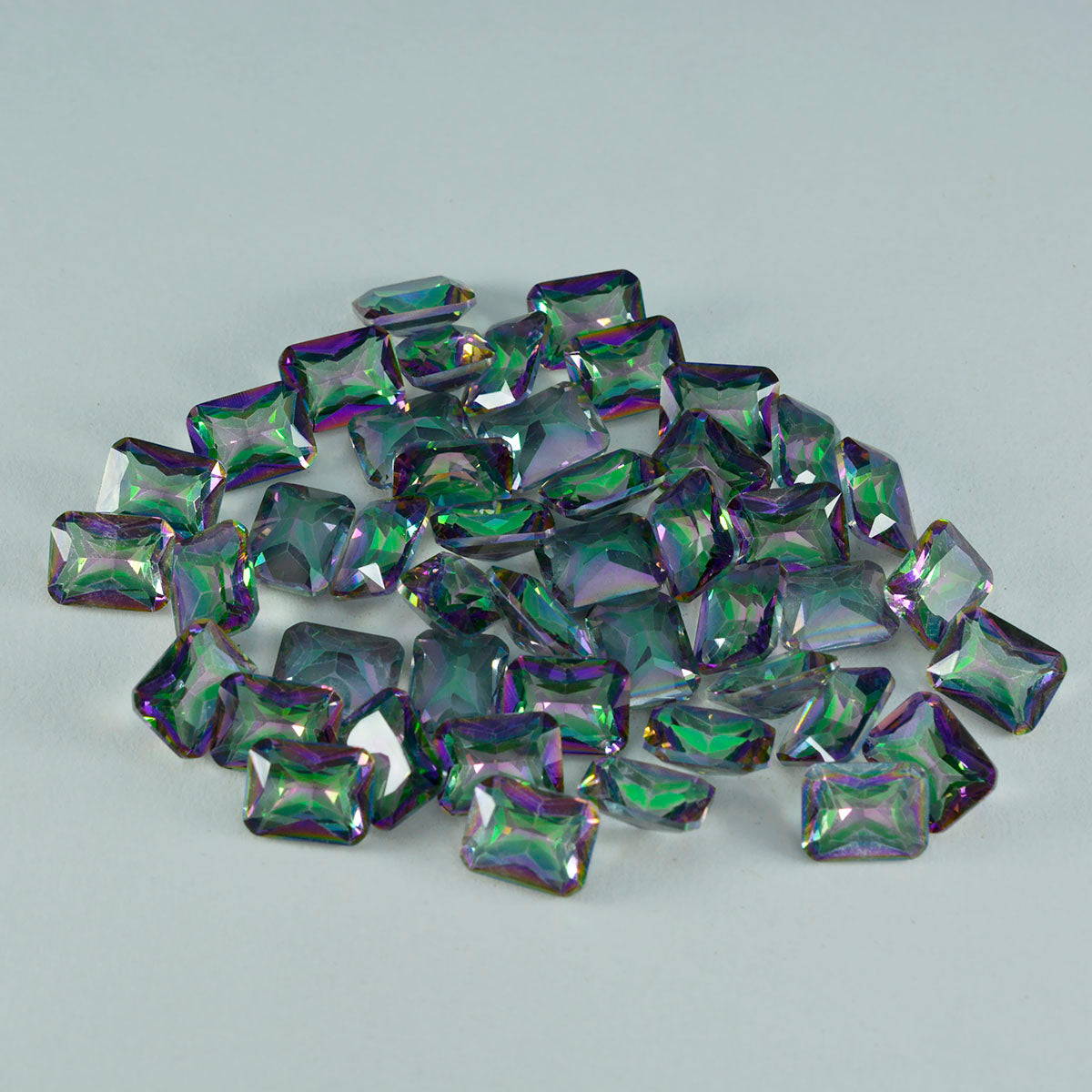 Riyogems, 1 pieza, cuarzo místico multicolor facetado, forma octágono de 4x6mm, gemas de excelente calidad