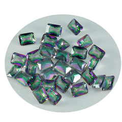 Riyogems 1 pièce de quartz mystique multicolore à facettes 5x7mm forme octogonale pierre de jolie qualité