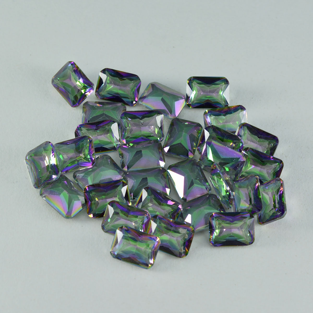 riyogems 1st flerfärgad mystisk kvarts facetterad 6x8 mm oktagonform ädelsten av häpnadsväckande kvalitet