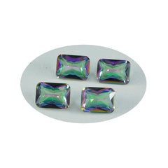 Riyogems 1 pièce de quartz mystique multicolore à facettes 7x9mm forme octogonale belle qualité gemme en vrac