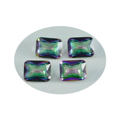 Riyogems 1 pièce de quartz mystique multicolore à facettes 9x11mm forme octogonale pierre en vrac de grande qualité